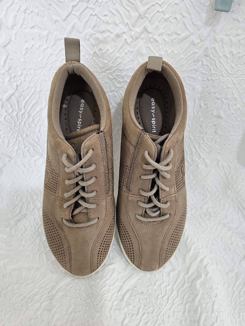 EASY SPIRIT “SEFRENEY8” LEATHER WALKING SHOES TAUPE SIZE 7W